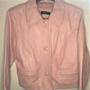 Pastel pink short leather jacket